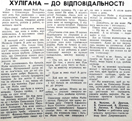 1963 4 грудня Хулігана до відповідальності використано 23 грудня 2023 ДІСК